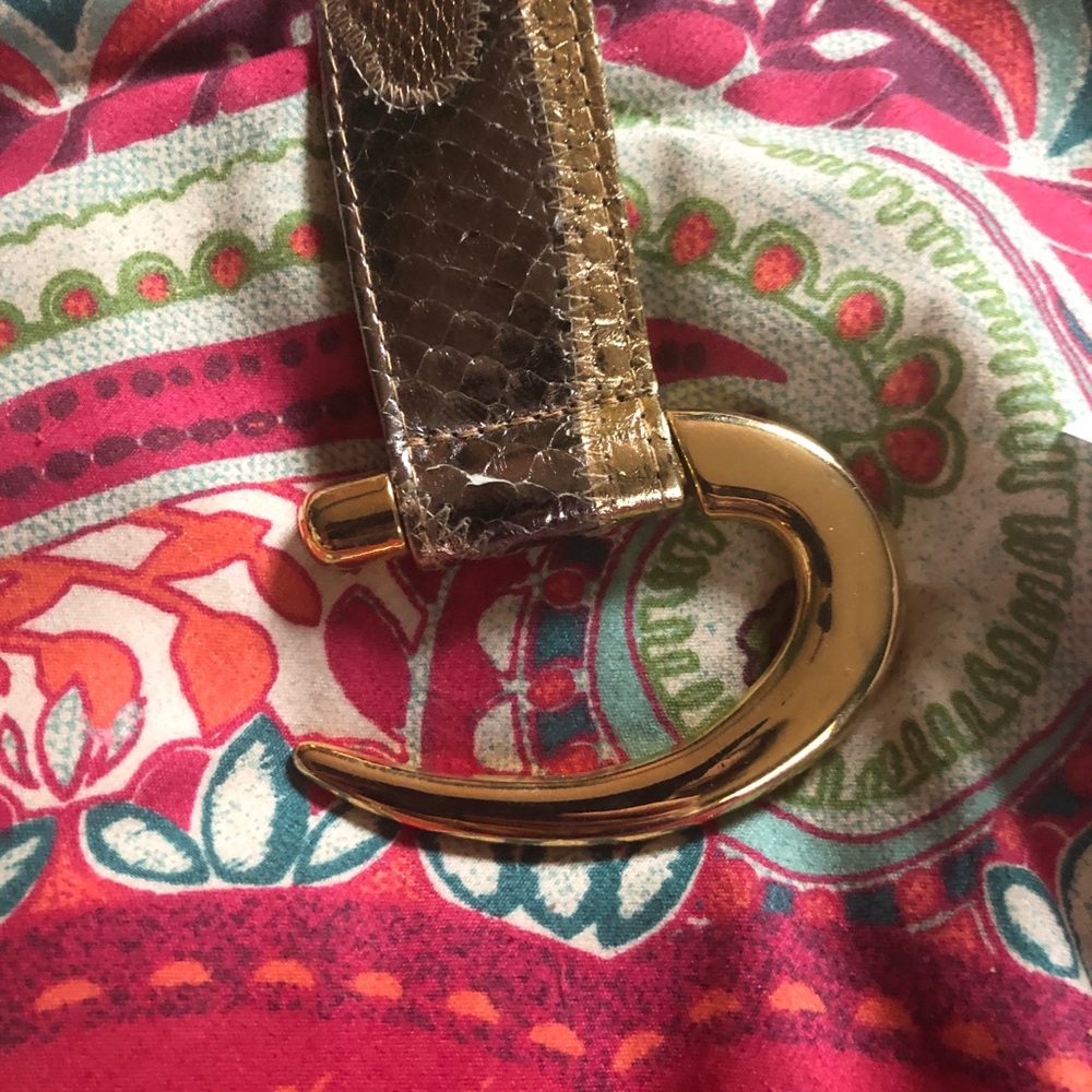 Genuine Snake Skin Metallic Gold Belt - Picture 8 of 9